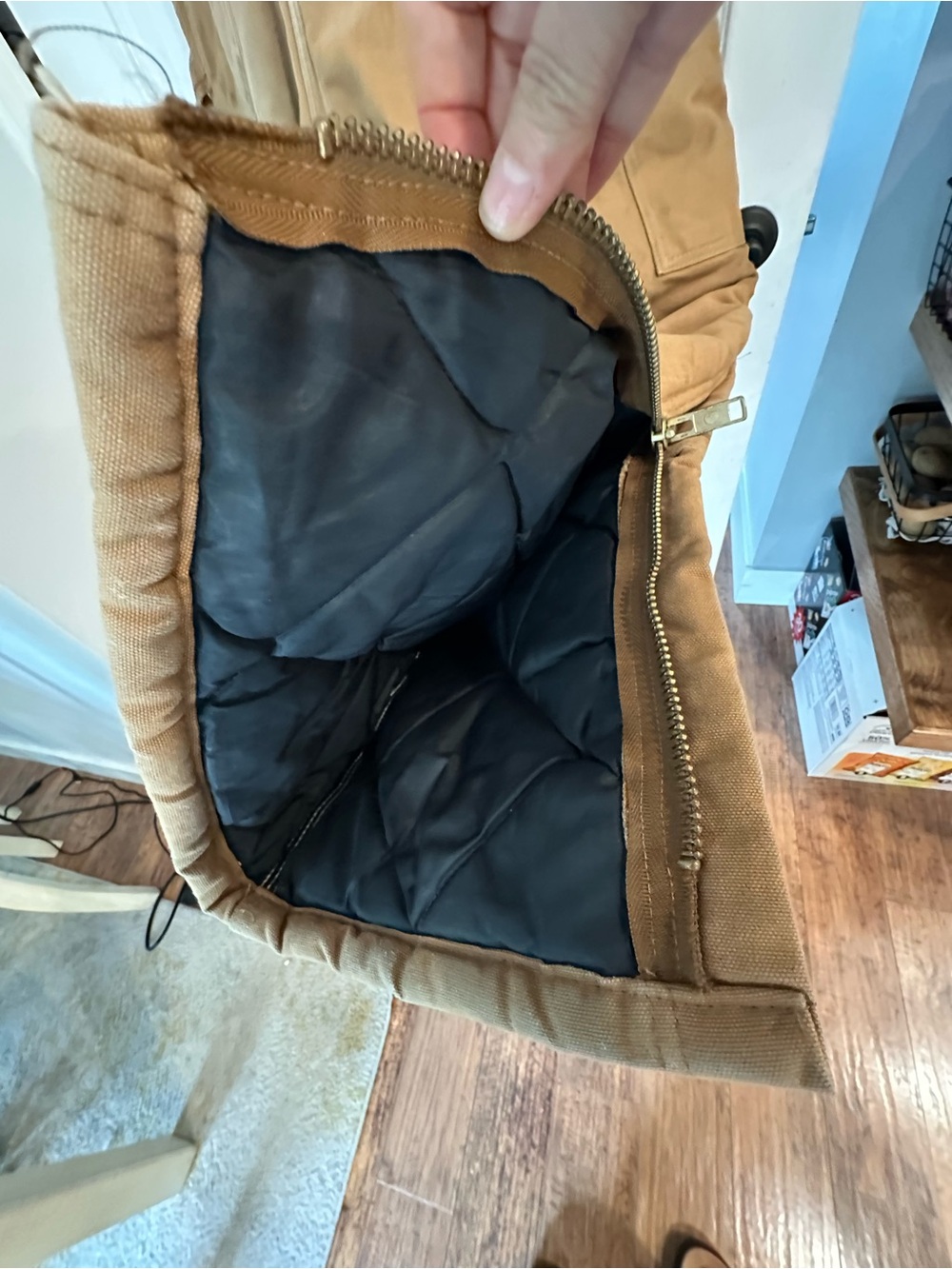 Carhartt quilted Canvas Coveralls with Dark Brown Straps 34x30 - Picture 9 of 11